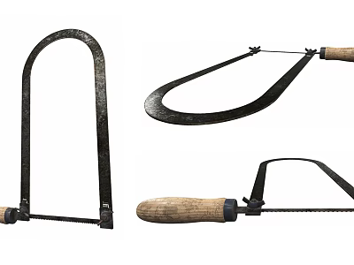 Industrial Equipment Featuring Metal Frame Saws With Wooden Handles And Sharp Blades 3d model