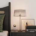 Modern Bedroom Table Lamp With Transparent Shade Astronaut Figurine And Radio