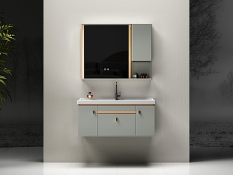 Bathroom Cabinet Mirror Cabinet Ceramic Table Basin 3d model