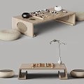 Modern Go Chess Game Table and Chair Combination 3d model