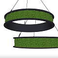 Modern Double Ring Pendant Light With Green Spherical Decorations And Black Frame 3d model