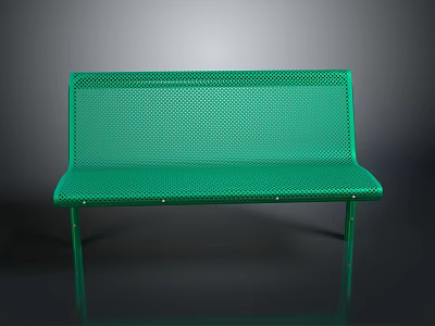 Green Perforated Metal Outdoor Bench With Simple Design And Stable Legs 3d model