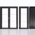 Various Modern Hinged Interior Doors With Black Frames And Glass Panels Design 3d model