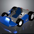 Blue and White Toy Go-Kart With Large Wheels And Number 10 Design