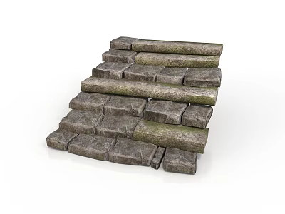 Rustic Natural Stone Bricks Stacked With Mossy Texture And Irregular Shapes 3d model