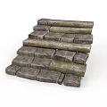 Rustic Natural Stone Bricks Stacked With Mossy Texture And Irregular Shapes
