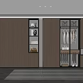 Modern Wardrobe Interior Design With Wooden Cabinets Hanging Clothes Shelves And Drawers