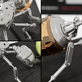Mechanical Metal Ant Decorative Ornament Set with Stacked Books and Green Apples on Black Table