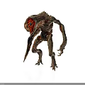 Slender Alien Creature Character With Large Red Eye And Rough Skin Texture