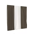 Brown Light Blocking Curtains With White Sheer Panel For Window Decoration 3d model