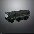 Green Military Truck With Multi Wheel Cargo Body And Modern Headlights
