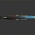 Futuristic Sci Fi Pistol With Blue Purple Accents Gold Details And Crystal Pendants