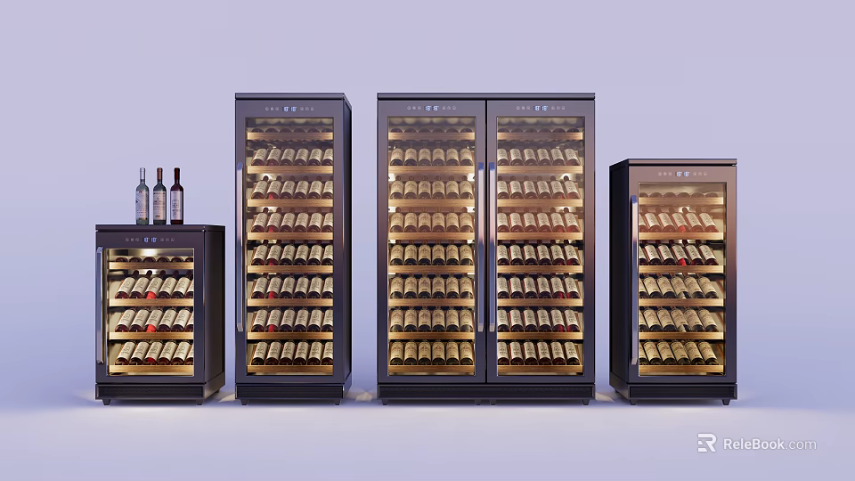 Modern Wine Cabinets Interior Design With Glass Doors And Wine Bottle Storage 3d model 