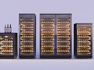 Modern Wine Cabinets Interior Design With Glass Doors And Wine Bottle Storage 3d model