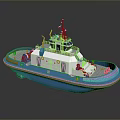 Blue and White Tugboat Model With Detailed Wheelhouse And Deck Equipment