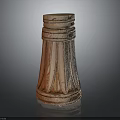 Classical Architectural Column Base With Carved Leaf Patterns And Terracotta Texture Design