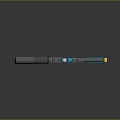 Modern Turquoise Tactical Firearm With Black Barrel Scope And Yellow Accents