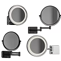 Modern Wall Mounted Mirrors With LED Ring Lights Adjustable Brackets And Multiple Designs 3d model