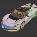 Modern Silver Sports Car With Blue Accents Black Roof And Streamlined Design