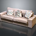 Modern Upholstered Light Beige Sectional Sofa With Three Geometric Accent Pillows 3d model