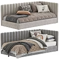 Stylish Gray Bed Designs With Ribbed Headboard Decorative Pillows Blankets And Quilts