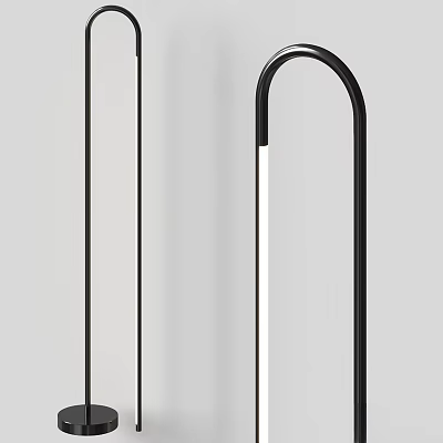 Modern Floor Lamp With Sleek Black Frame And White Light Strip For Home Decor 3d model