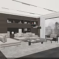Modern Sofa and Coffee Table Combination With Decorative Pillows and Area Rug in Living Room
