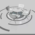 Modern White Negotiation Table and Chairs with Round Top and Metal Legs