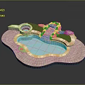 Outdoor Garden Pool Design With Two Connected Pools Stone Tile Surround And Waterfall Feature