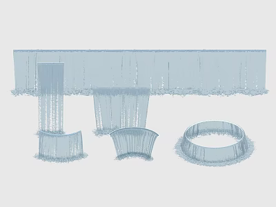 Stylish Garden Ornaments With Curved Structures Cylindrical Shapes And Greenery Accents 3d model