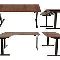 Modern Functional Desk With Wooden Top And Metal Frame In Various Shapes For Office Use