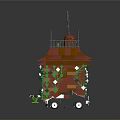 Lego Style Cottage Scene With Red Roof Decorations Mini Figures Hay Bale Plants And Cars