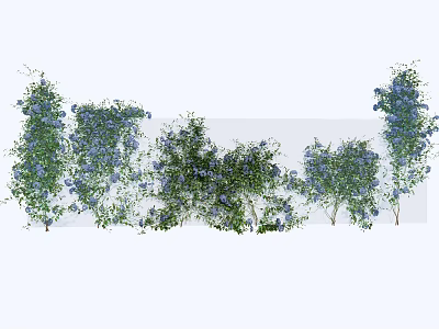 Lush Climbing Vines With Green Leaves And Blue Flowers For Garden Decoration And Landscaping 3d model