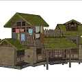 Ancient Architecture Traditional Design With Moss Covered Roof And Wooden Structure