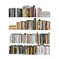 Organized and Stacked Books Magazines with Various Colored Spines Different Sizes in Rows