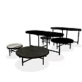 Modern Coffee Tables Featuring Marble Tops Black Metal Frames And Various Shapes 3d model