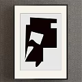 Abstract Black And White Geometric Artwork In White Frame On Gray Wall 3d model