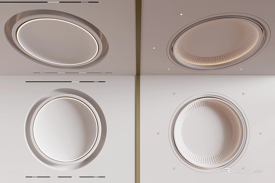 Modern Round Ceiling Designs With Lighting Features 3d model 