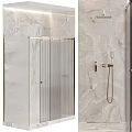 Modern Shower Sauna Interior Design With Marble Wall Glass Partition And Brass Shower Fixtures