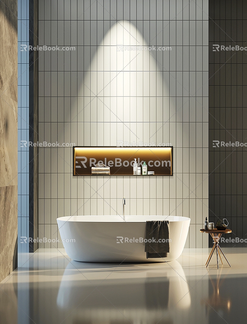 Modern Bathroom Toilet Niche Bathtub Towel Bathroom Small Pieces Morning Toilet 3d model