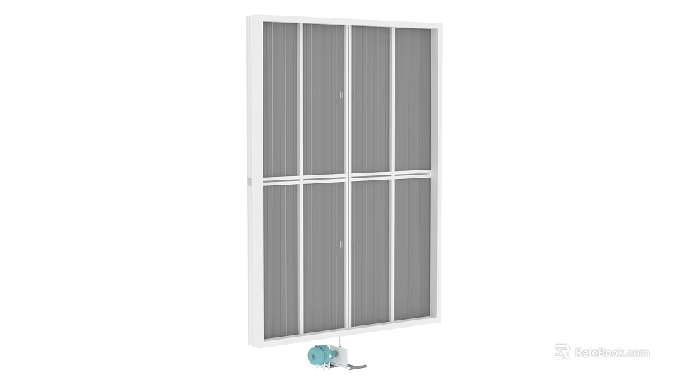 Industrial Equipment Filter Screen With White Frame Multiple Grids And Motorized Unit 3d model 