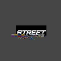 Multi Colored Sports Cars Near Containers Gas Station Street Sign And Traffic Cones