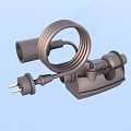 Black Electrical Power Adapter with Coiled Cable and Two Prong Plug