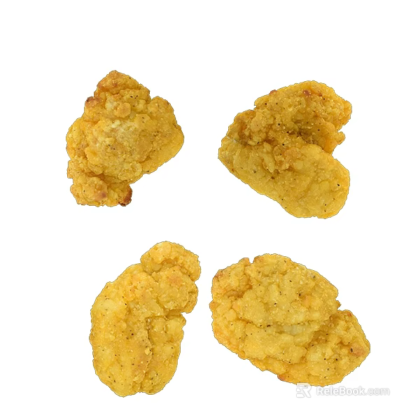 Freshly Cooked Golden Crispy Fried Chicken Nuggets With Delicious Coating 3d model 