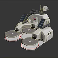 Modern Scientific Equipment With Solar Panels Satellite Dish And Modular Platforms 3d model