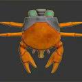 Orange Aquatic Crab Featuring Silver Shell Part In 3D Rendered Dark Background With Reflection 3d model