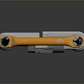 Collapsible Tactical Weapon With Orange Handle And Silver Metal Components Design