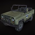 Military Green Open Top Off Road Vehicle With Front Grille And Side Badge
