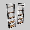 Tall Multi Tiered Shelving Unit With Black Frame And Wooden Wire Racks