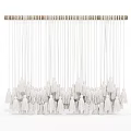 White Tassel Hanging Pendant With Multiple Strings And Wooden Bar Decor 3d model